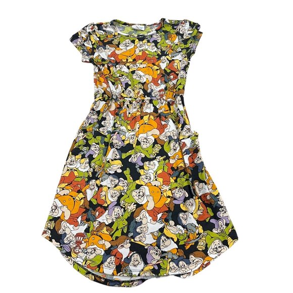Disney LuLaRoe Girls Mae Size 10 Snow White Dwarfs Dress - Picture 1 of 5